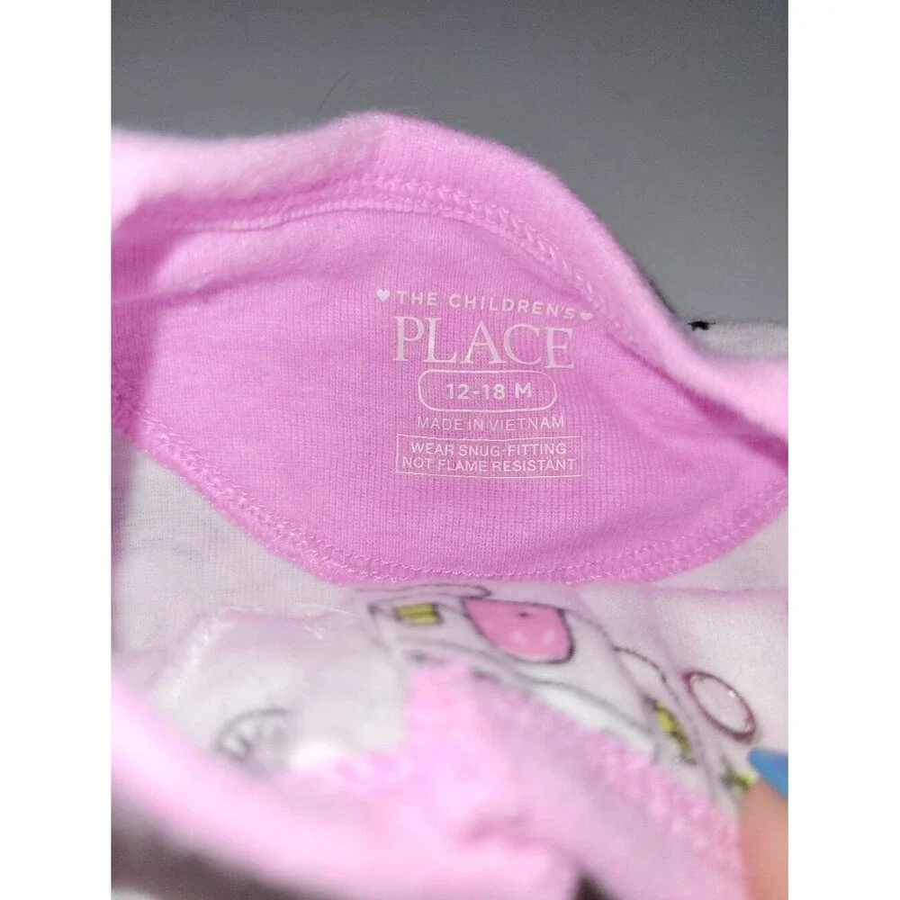The Childrens Place Size 12-18 Months White & Pink Princess Short Romper Pajamas